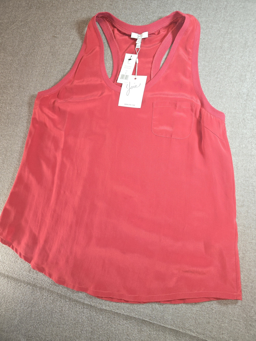 Joie Red Silk Racerback Pocket Tank Womens Large NWT